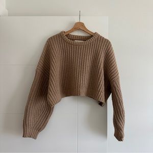EUC oak + fort cropped sweater, tan/brown
